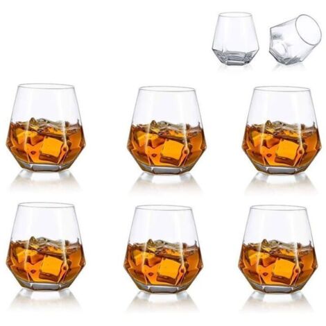 Coffret de 6 verres à whisky, 300 ml verre à whisky classique pour rhum, spiritueux, cognac et vodka
