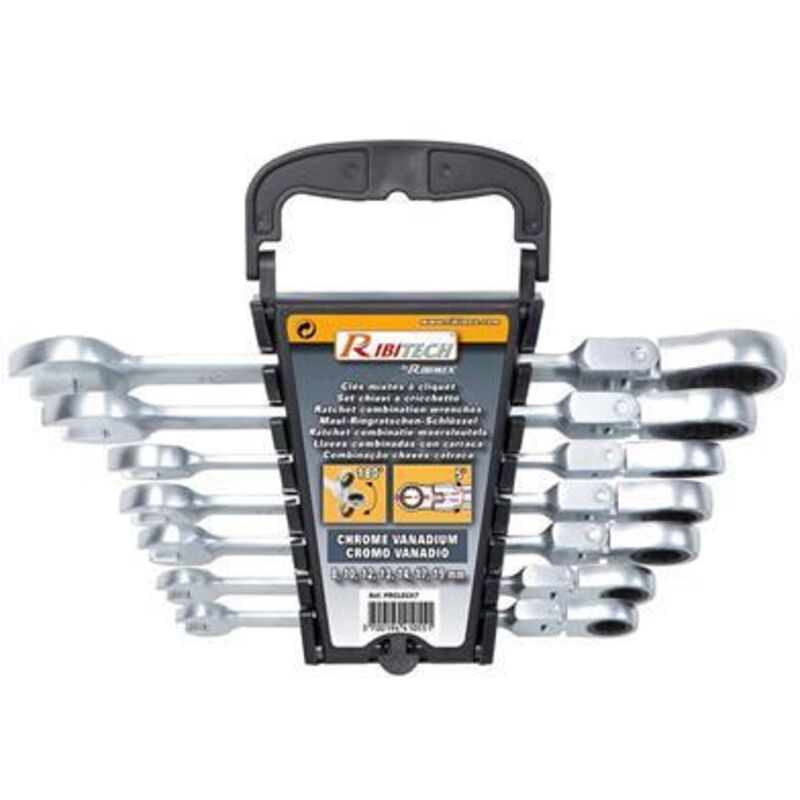 Lot 7 clés mixtes à cliquet 1 côté clé plate 1 côté clé oeillet cliquet