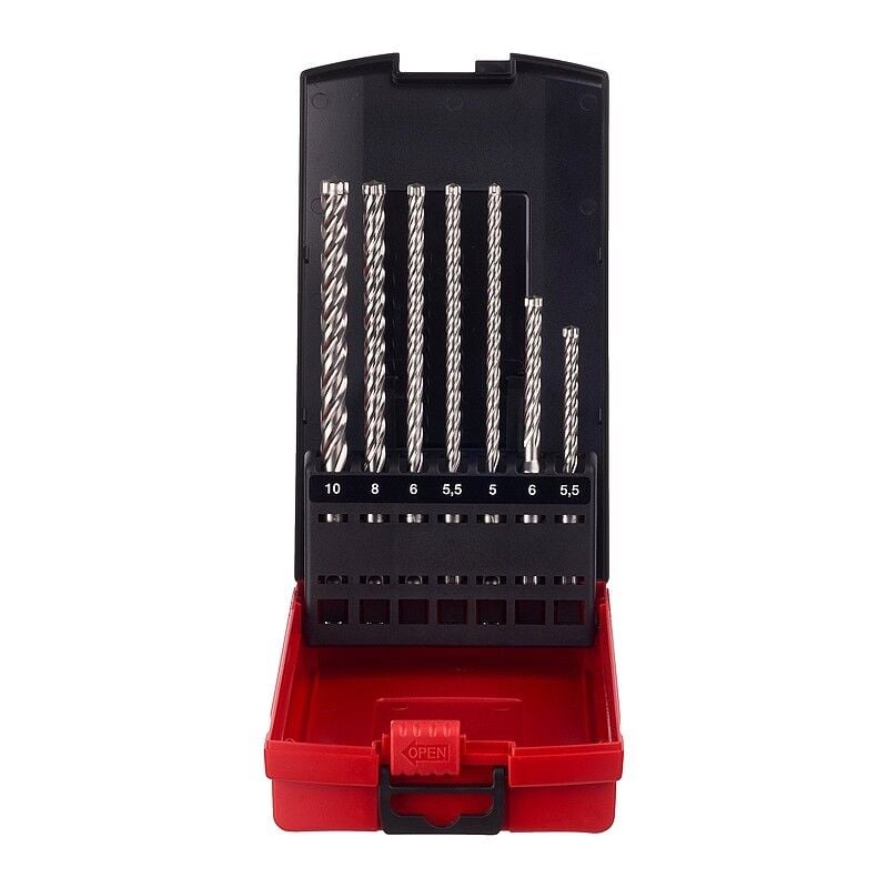 Milwaukee - Coffret de 7 Forets sds+ 4 taillants pour Béton et Béton Armé