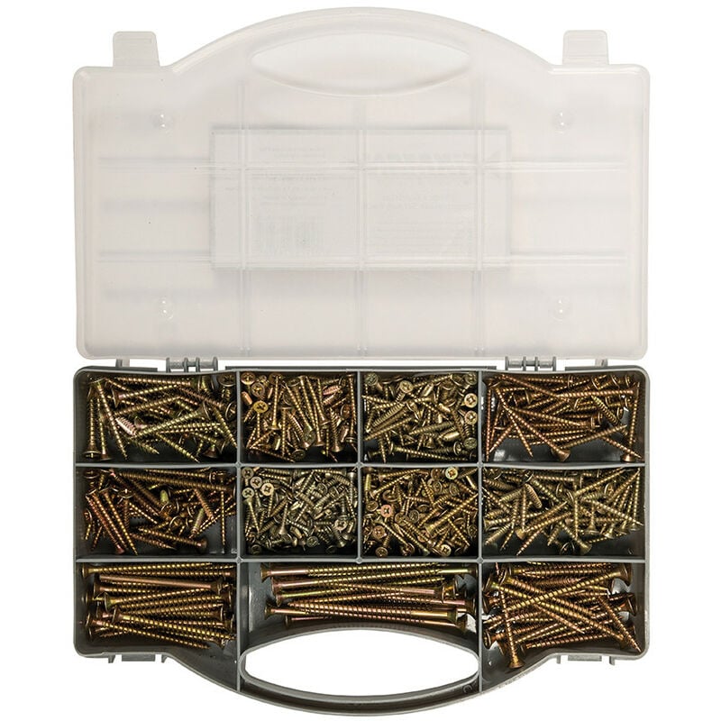 Coffret de 780 vis bichromatees a tete fraisee