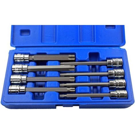 Coffret de 8 Douilles Torx Longues T25 à T60 110 mm Entraînement 3/8 Pour Mécanique