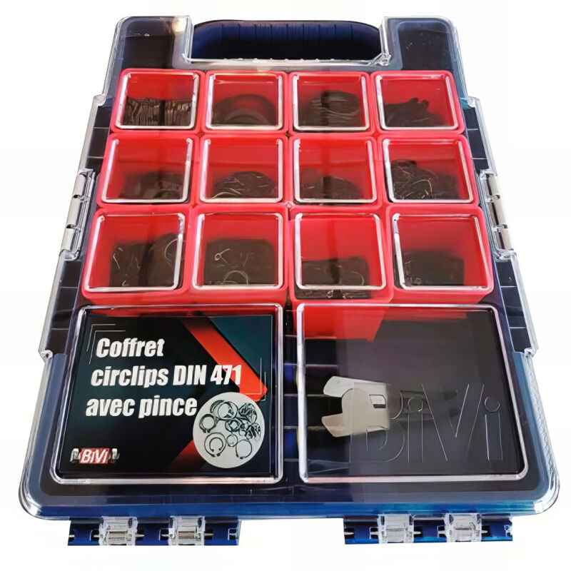 Fixtout - Coffret de 800 circlips din 471 avec pince - Brut - COFCIRCLIPSV2