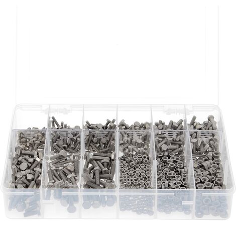 Coffret de 800 Vis TH M4-M5-M6 DIN 933+ Ecrous Inox A2