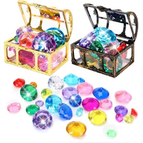Coffret de bijoux de plongée pour enfants comprenant 26 pièces et un coffre au trésor sous-marin.