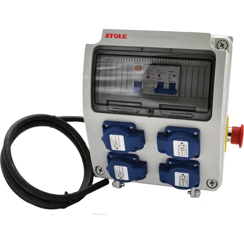 Coffret de chantier monophasé IP54 - IK08 - 4 prises nf 2P+T - 50hZ - 16A nf - 250V - 9 modules