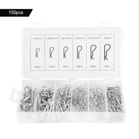 Coffret de Chevilles R avec Boîte Plastique pour Tracteur - 150 Pièces, 6 Dimensions en Assortiment