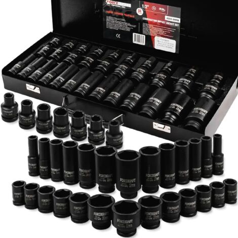 Coffret de clés à chocs FORCEKRAFT 33 pièces 1/2" + étui