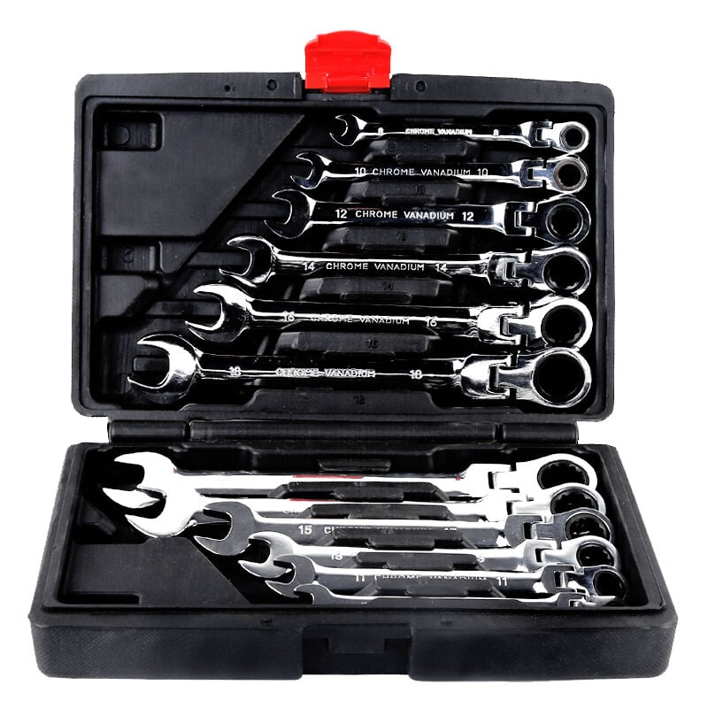 Skecten - Coffret de clés mixtes à cliquet à tête inclinable à verrouillage