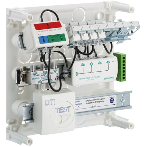 Coffret de communication Grade 1 : Solution complète pour la distribution de vos médias via prises RJ45 et coaxiales. Installation sur goulotte GTL ou en saillie. - SIEMENS