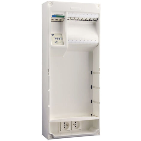 Coffret de communication Grade 3 équipé DTI + 8 prises RJ45 + repartiteur TV coaxial + emplacement Box 250x600x115mm MULTIBOX