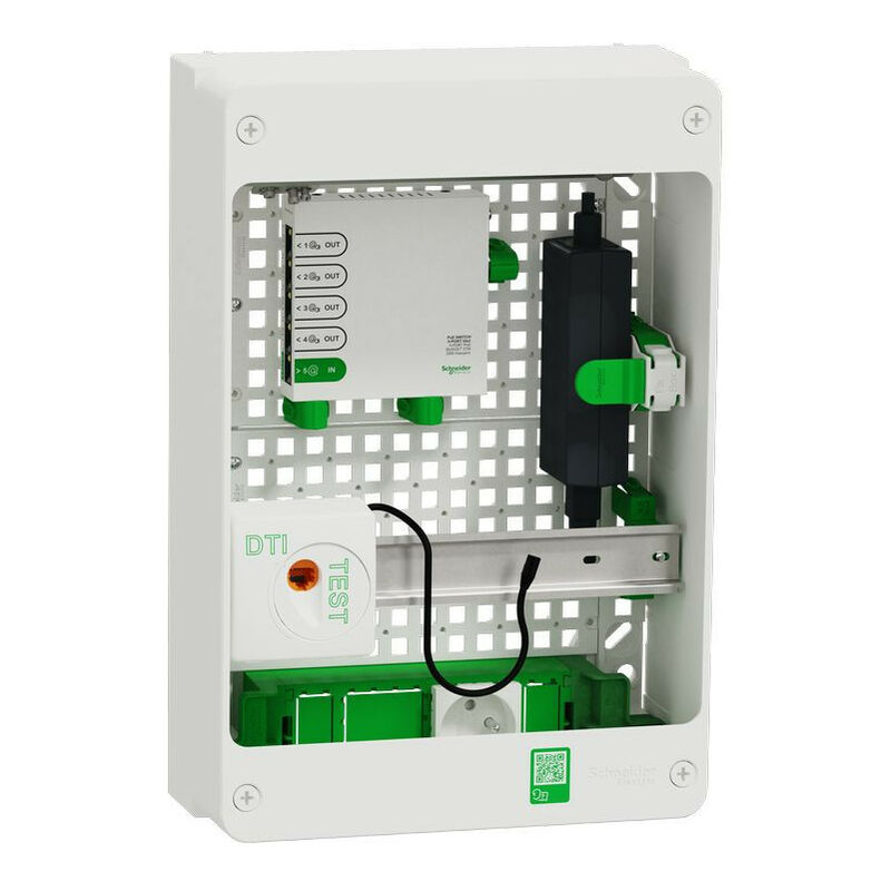 Schneider Electric - Resi9 Coffret vdi 13M2R - Switch 5ports PoE - 2 prises - grade 3TV 6xRJ45 cat6a (R9H13402VDIXS)
