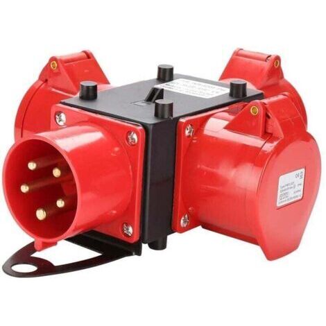 Coffret de distribution électrique pour chantier - AJ-1605D-2 32A - avec capot de protection, adapté aux chantiers