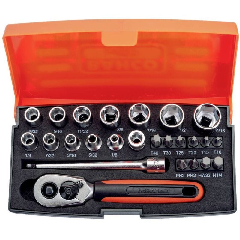 Bahco - Jeu de clés à douille 1/4 25 pièces SL25AF