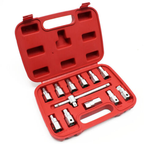 Coffret de douille de vidange 12 pièces Kit de clés Outil pour Huile de voiture et d’automobile