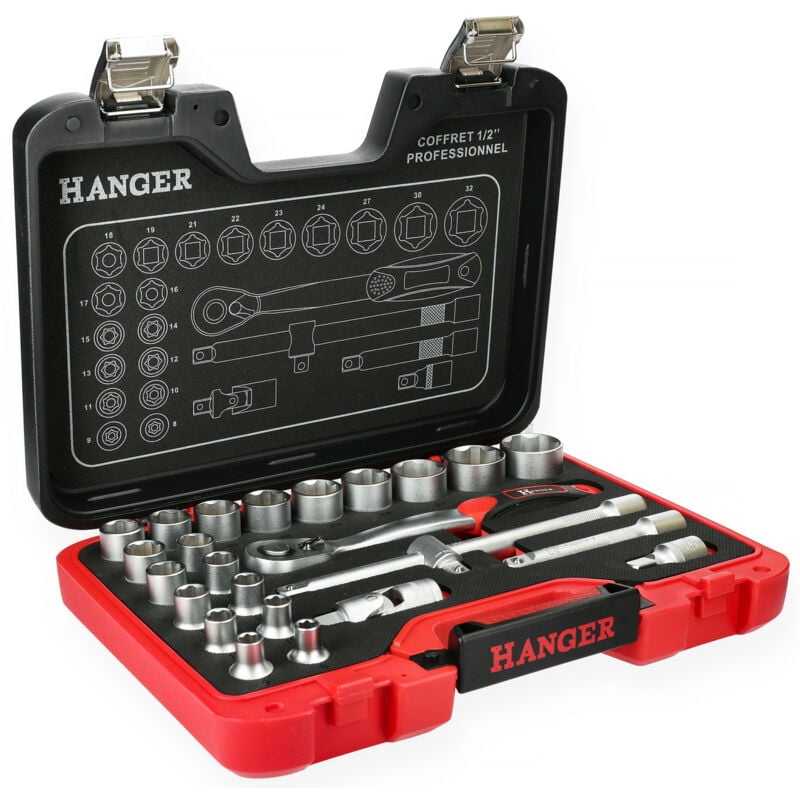 Coffret de douilles 1/2'' 25 pièces Hanger 251003