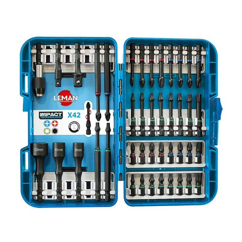 Leman - Coffret de douilles 1/4' avec embouts impact 42 pièces
