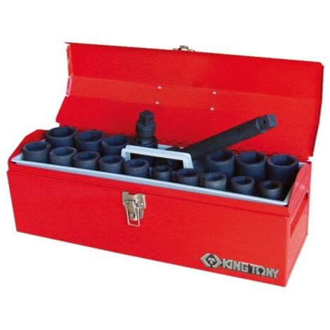 Coffret de douilles à chocs 3/4' 20 pièces – Type 6 pans – Dimensions de 19 à 42 mm – Pour travaux intensifs – King Tony