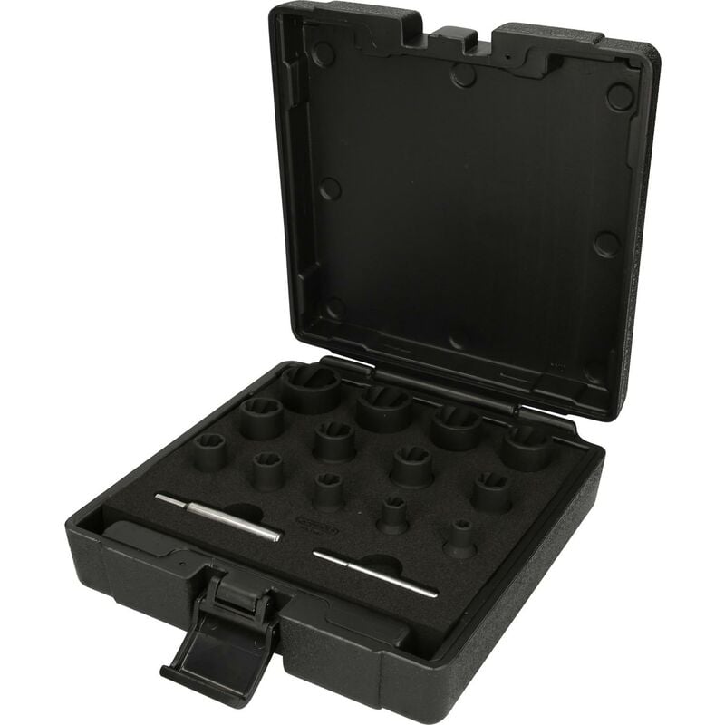 Kit de douilles spirales à chocs spéciales 1/4"+1/2", 15 pcs