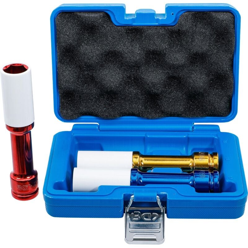 Jeu de douilles de puissance avec protection 12,5 mm (1/2') longueur 150 mm 17 / 19 / 21 mm 3 pièces