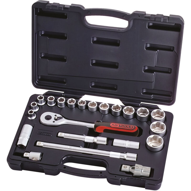 KS Tools - Coffret de douilles 1/2 - 10 à 32 mm - CHROMEmat - 22 pcs - 911.0622
