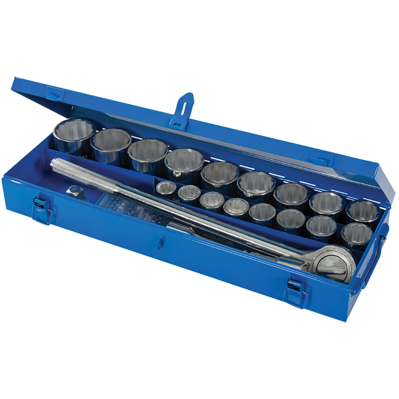 Silverline - Douilles métriques, 3/4', 12 pans - 21 pcs 19 - 50 mm