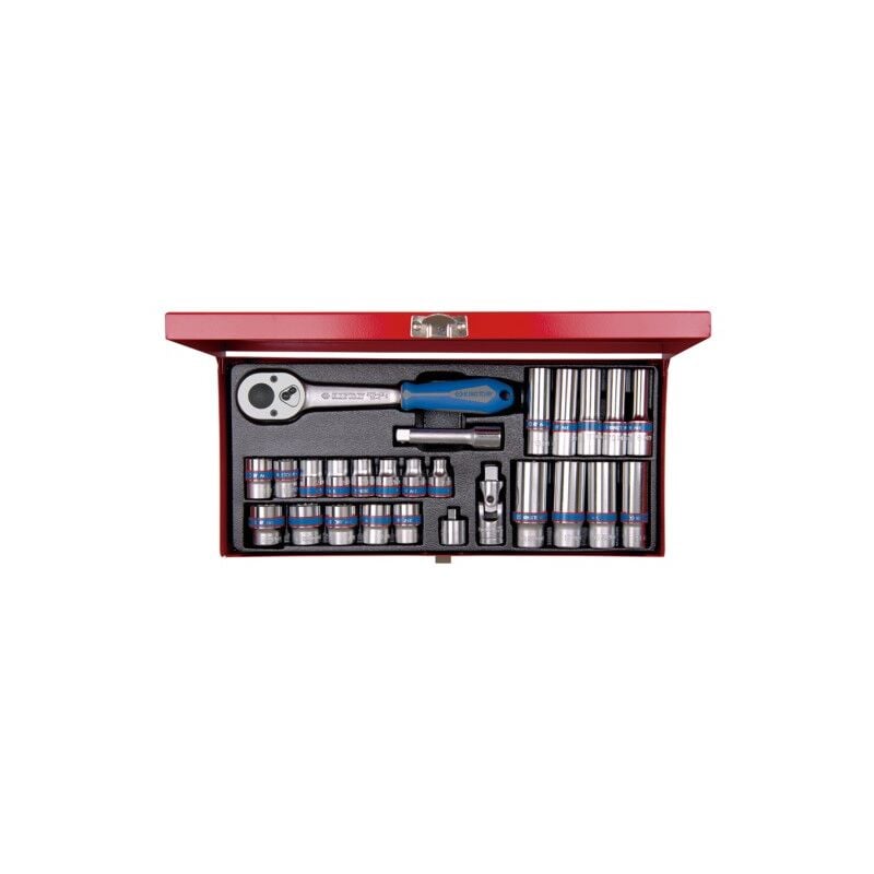 Coffret douilles 3/8 12 pans 7 à 19mm + longues 8 à 19mm - King Tony