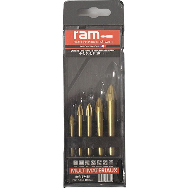 RAM - Coffret de foret carrelage et verre 4, 5, 6, 8 et 10 mm