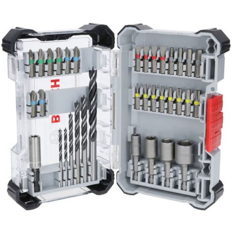Coffret de forets à bois PRO Wood et embouts de vissage Extra Hard, 35 pièces - BOSCH - 2607017725