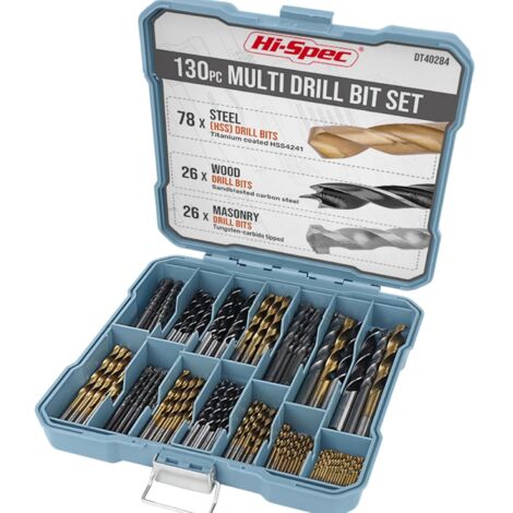 Coffret de forets hélicoïdaux HSS revêtus de titane 130 pièces – Pour métal, bois et plastique – Boîte de rangement robuste