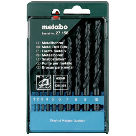 Coffret de forets HSS-R, 10 pièces metabo