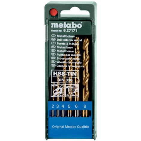 Coffret de forets HSS-TiN, 6 pièces metabo