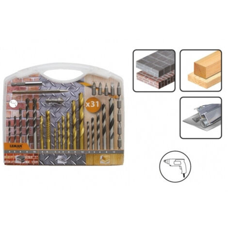 Coffret de forets pour bois - béton - métal - 31 pièces - 808.000.31 - Leman