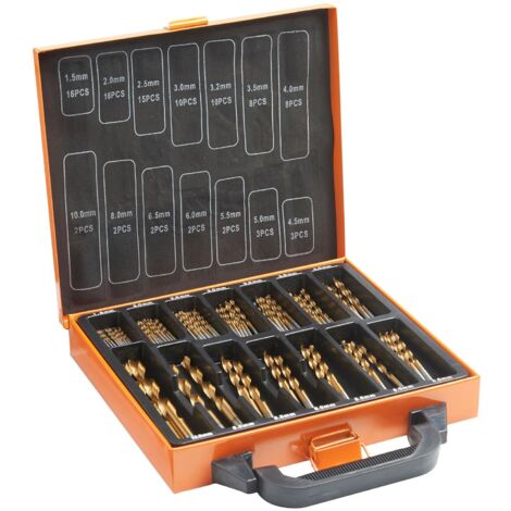 Coffret de forets pour perceuse 99 pièces – Acier rapide avec revêtement nitrure de titane – Tailles de 1,5 à 10 mm pour percer métal, bois et maçonnerie