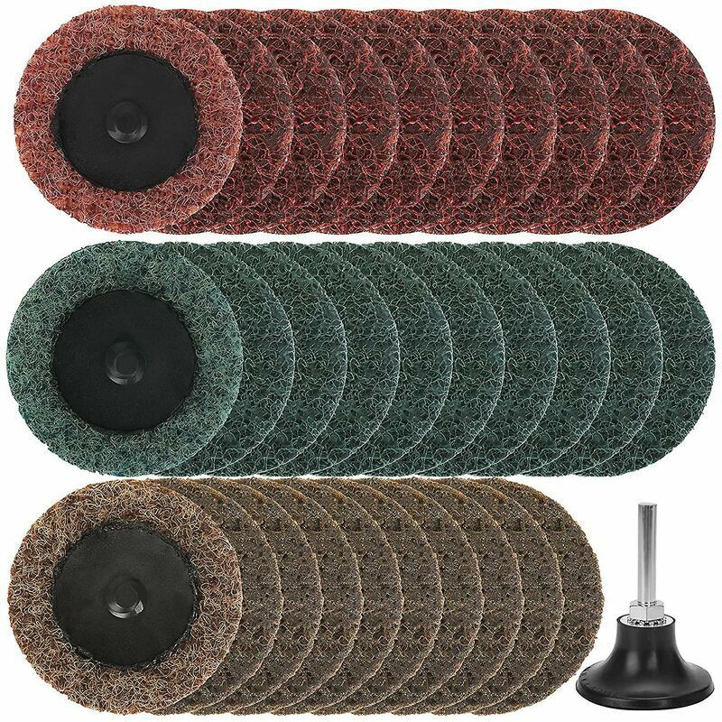 Coffret de forets pour perceuse Lot de 36 disques abrasifs en nylon de 5,1 cm avec supports de 6 mm pour meuleuse - Bande de préparation de surface