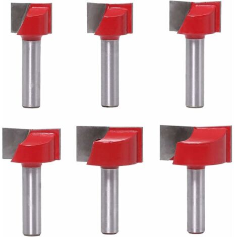 Coffret de fraises pour défonceuse et affleureuse　Nettoyage des embouts de routeur inférieurs Fraise à bois tige 8mm fraise 8mm tige affleurante garniture charnière mortaise modèle 6pcs / ensemble