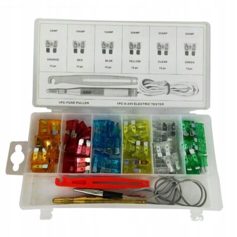 Coffret de fusibles en aluminium 5A-30A, 93 pièces, dans un organiseur