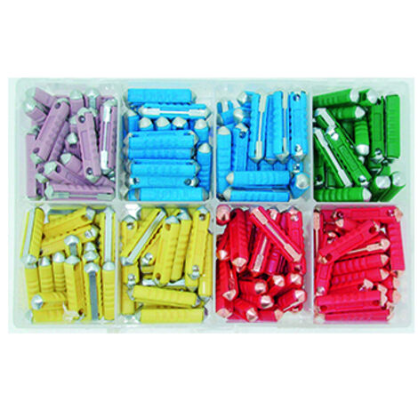 coffret de fusibles stéatite bna de 5a à 25a. composé d'un assortiment de 200 pièces.
