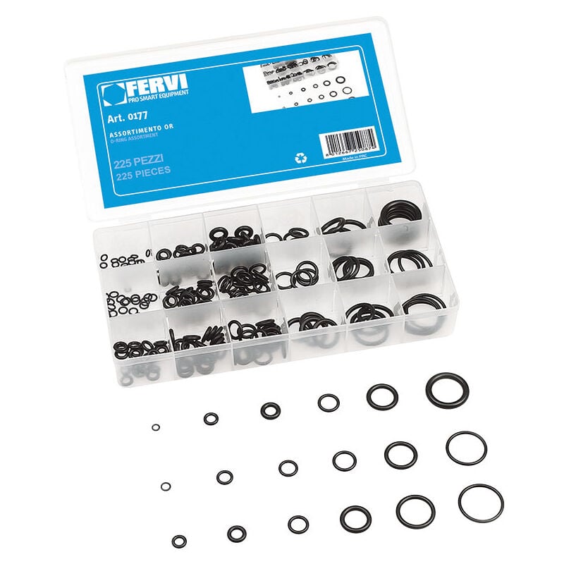 Coffret De Joints Toriques 225 Pcs Caoutchouc Pouces Plomberie Fervi 0177