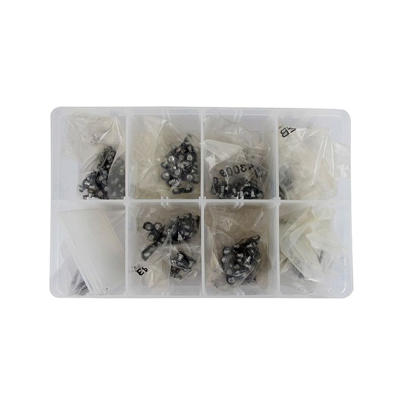 Coffret de maillons attaches pour chaînes de tronçonneuses - 250 pièces