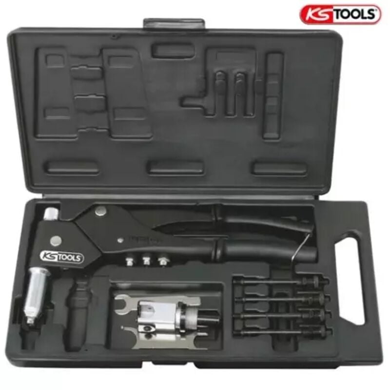 Kstools - Coffret de pince à rivets écrous aveugles (insert) et chevilles tête pivotante à 360°