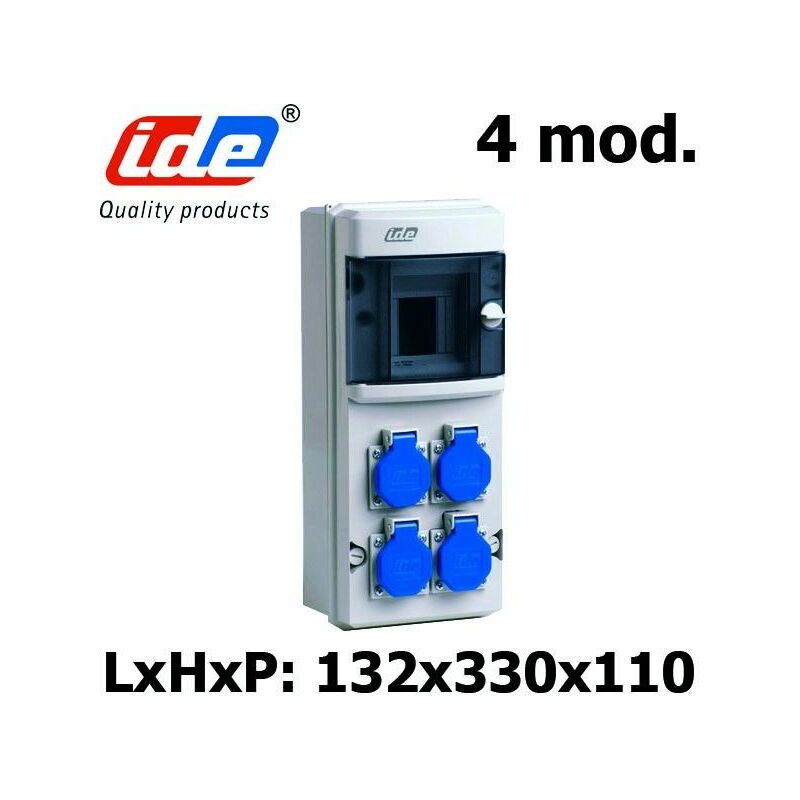 Coffret de 3 à 9 prises étanche (prises françaises 16A) - Nbre de prises / modules - IP44 - 4 modules - 4 prises