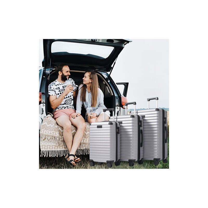 Coffret de rangement m & l & XL 3er - grande capacité extensible (l & XL) + coin noir renforcé, porte - gobelet pliant (m), matériau ABS, serrure