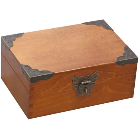 Coffret de rangement vintage avec serrure - Boîte en bois massif - Coffret à bijoux 20x14x8.5cm - HMF France