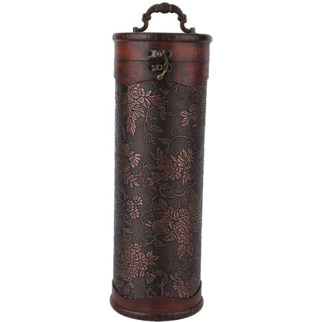 Coffret de rangement vintage vintage rond en bois pour une bouteille de vin rouge, avec poignée, cadeau rétro