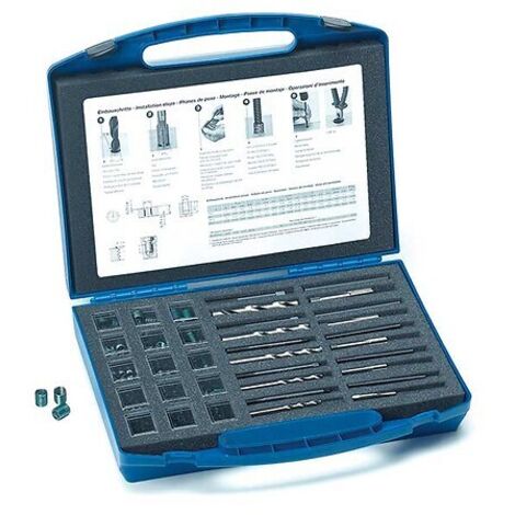 Coffret de réparation M5 à M12 210 filets inox. forets. tarauds manuels. broches de pose et rupteurs - BOLLHOFF OTALU SA
