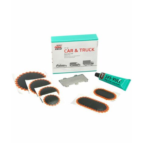 Coffret de rustines pour réparation chambres à air – 4 rustines n°1, 2 n°2, 1 n°3, 1 n°4, 1 tube de vulcanisation – 5060519 – Tip Top