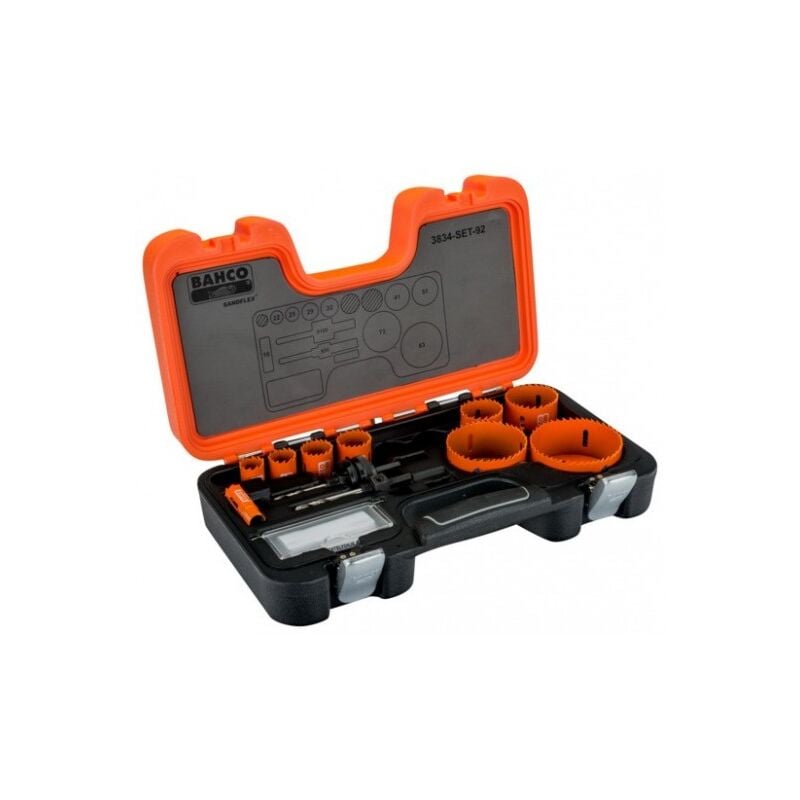 BAHCO - Coffret de scies trépans bimétal Sandflex pr plaques métal/bois, 16x83 mm - 11 p