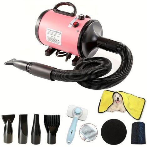Coffret de séchoir à cheveux couleur rose avec accessoires coiffure, réglage température et vitesse multiple, soufflerie puissante pour usage domestique et coiffure.