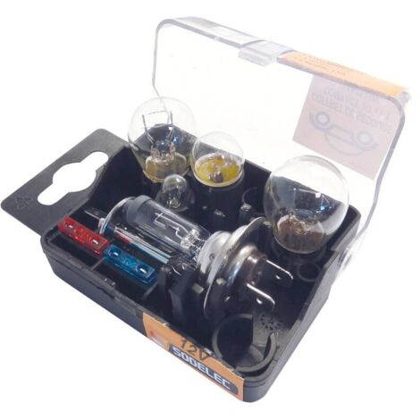 Coffret de secours d'ampoules 12v compact h1+ h7 6 lampes + 2 fusibles SODELEC - 16275