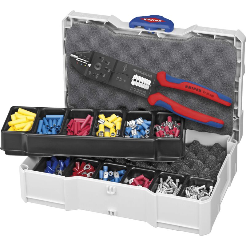 97 90 25 Set d'outils de sertissage 301 pièces pour cosses isolées, pour connecteurs mâles non-isolés, pour conn - Knipex